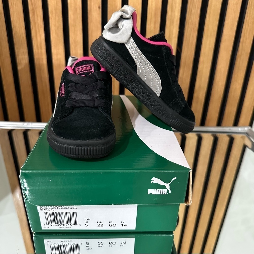 Puma Suede Bow Kids Sneakers Fuchsia Purple Size 6C US